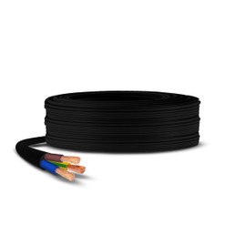 Primes DIY 3 Core Round Black Flex Flexible Cable, stranded electrical copper wire, Insulated Flexible PVC Wire, Stranded Wire High Temperature Resistance, 3182Y BASEC Approved 1.5mm(4 Meter)