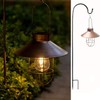 HUYIENO 2Pack Solar Metal Hanging Lantern with Shepherd Hook Outdoor