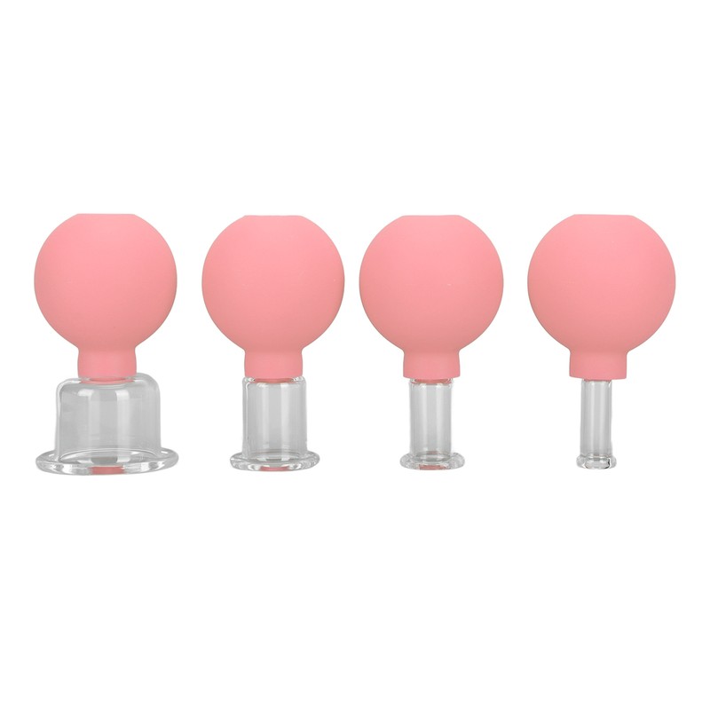 4pcs Glass Face Cupping Set Silicone Lymphatic Drainage Skin Lifting