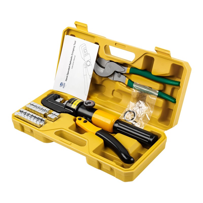 YUZES Hydraulic Crimping Tool and Cable Cutter, 12 AWG to