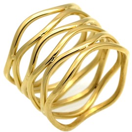 Stainless Steel Braide Wave Wrap Style Statement Promise Anniversary Jewellery Ring, Metal, Cubic Zirconia