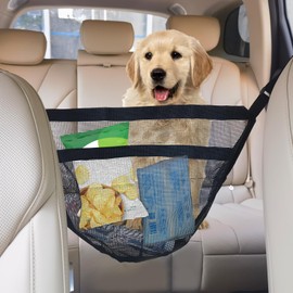 Lyxheth Car Mesh Organizer, Between Seat Car Organizer, Barrier of Backseat Pet Kids, Universal Car Interior Accessories Net Pocket Vehicle Mesh Organizer Suitable for Most Cars, SUVs (Black)