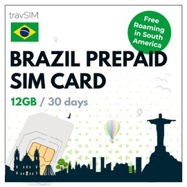 travSIM Brazil SIM Card | 12GB Mobile Data at 4G/5G Speeds | Free Roaming in South America | The Plan of Brazil SIM Card is valid for 30 days