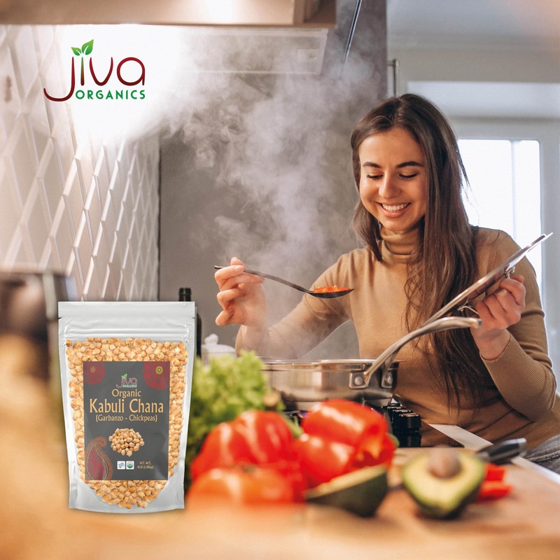 Jiva Organic Raw Chickpeas (Whole Garbanzo Beans) 4 LB Large