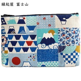 Kyoyu Made in Japan Pouch, Ennki-ya, Mount Fuji, Flat Pouch, Small, Light Blue, Approximately 7.5 x 4.9 inches (19 x 12.5 cm), 055000100