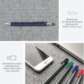 Lucky Sign - Desk Mat Felt Desk Mat Non-Slip Felt Pad Desk Table Mat Soft Felt Mat Desk Mat for Office and Home - 40 x 80 cm Grey