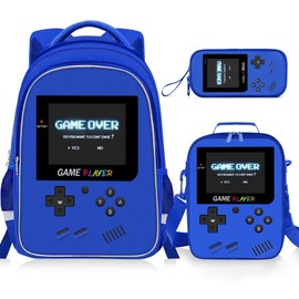 ZHIMEBYE Backpack for School Boys,3pcs Boys Backpack and Lunch Box Set for Elementary Middle School, 17″ Video Game Bookbag for Ages 6-18 Kids Children Teens