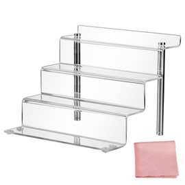 Ecoseao Acrylic Steiger Display Shelf, 4-Tier Display Stand for Pop Figures, Graduated Display Small Stands for Display, Contertop Desktop Acrylic Display for Decoration and Organiser (1 Pack)