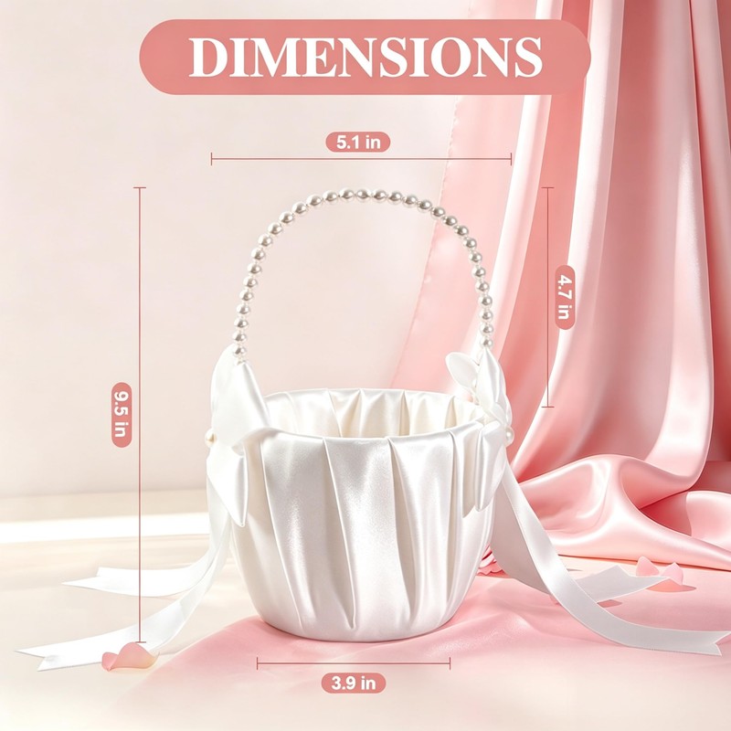 Flower Girl Basket Set of 3, with Pearl Handle &