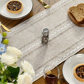 Artoid Mode Boho Latte Beige Country House Style Tassels Table Runner, Washable Table Decoration Party Birthday Valentine's Day Wedding Decor 33 x 243 cm