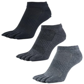 Asuka 5 Toe Socks, Asahi Kasei Deodorizing ROICA, Ankle Length, Men's, Women's, Assorted B - 3 Pairs, 27.0 to 29.0 cm