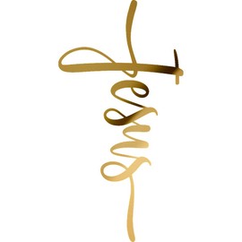 Decal Stickers of Jesus Cross (Metallic Gold) (Set of 2) Premium Waterproof Vinyl Decal Stickers for Laptop Phone Accessory Helmet Car Window Mug Tuber Cup Door Wall Decoration - ANDsticd37766GO