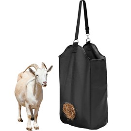 Hay Bags for Horses Goat Hay Feeder,Two hay bags with metal rings and adjustable straps designed for goats and hay nets for horses, suitable for camping, horse trailers, stalls, paddocks, and fences.