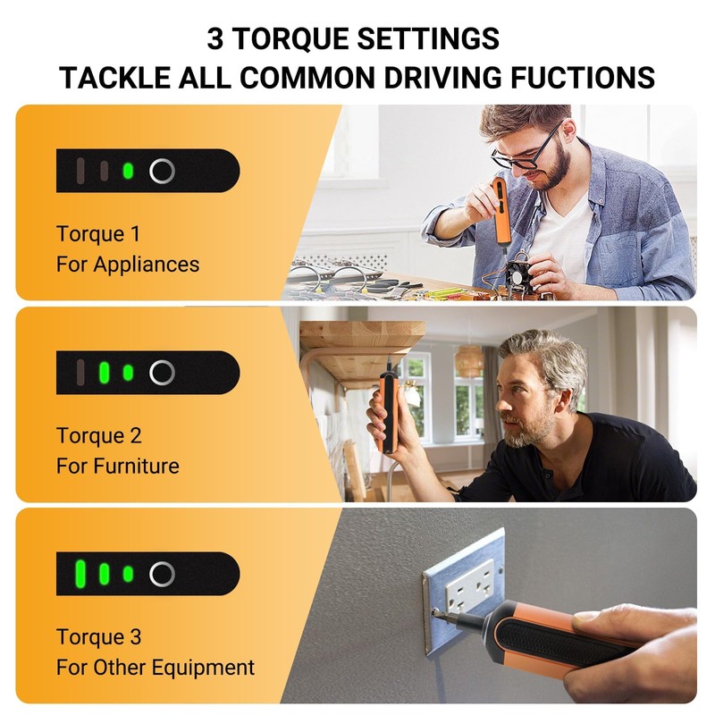 TOOLMAYS Electric Screwdriver, Cordless Screwdriver Kit, 4V 3-Speed Magnetic Bits