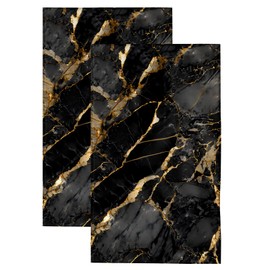 Duibel - Juego de toallas de mano de mármol negro dorado para baño, 2 toallas de cocina ligeras y transpirables suaves y absorbentes para gimnasio, baño, hotel deportivo