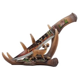 Ebros Gift Wildlife 6 Point Whitetail Buck Antlers Deer Stainless Steel Display Knife Letter Opener Figurine Outdoor Hunter Whitetail Deer Decorative Sculpture