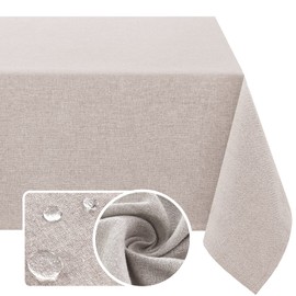 H.VERSAILTEX Linen Textured Tablecloth Square 54 x 54 Waterproof Solid Linen Woven Tablecloth Spill-Proof Linen Look Cover for Party Table Extra Soft and Thick Fabric Wrinkle Free, Heather Sand