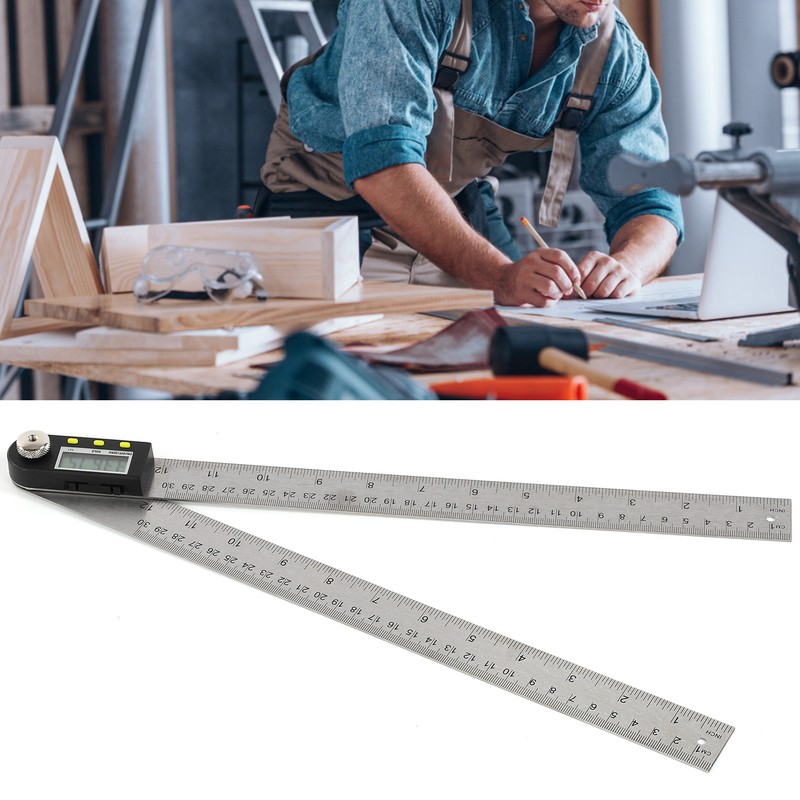 Digital Angle Finder LED Display Stainless Steel Metric Imperial 360°