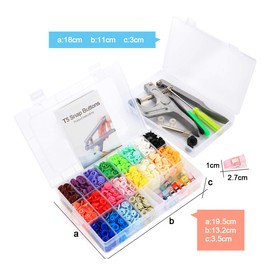 ilauke Druckknöpfe Kunststoff T5 12 mm 20 Farben + Zange aus Metall mit 2 Aufbewahrungsboxen (10 Clips inklusive)