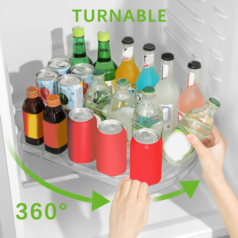 ROWNYEON Lazy Susan Turntable Organizer for Large Refrigerator, 360° Rotate
