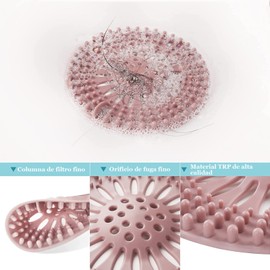 REKOBON Tapón de Pelo de Silicona Duradero, Colector de Pelo, Cubiertas de Desagüe de Ducha, Traje Fácil de Instalar y Limpiar para Desagüe de Bañera, Baño y Cocina, Paquete de 5