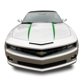Hood Spears Stripes Vinyl Decal Overlay Wrap Trim Inserts Sticker Compatible with and Fits Camaro 2010 2011 2012 2013 2014 2015 - Metallic Matte Chrome Green