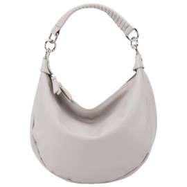 SH Leder Mina G668 Women's Crescent Shaped Bag Stylish Banana Shoulder Bag Leather 30 x 22 cm, lightgrey
