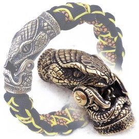 CooB EDC - Broche de cuerda de paracaídas de metal fundido a mano, colección de animales para pulseras de paracaídas, 1 unidad/lote, Python Snake Bronze, Large