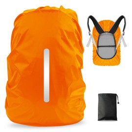 LAMA Backpack Rain Cover Waterproof Rain Cover School Bag with Reflective Strips Adjustable Buckle S (18L-25L) M (26L-40L) L (41L-55L), orange