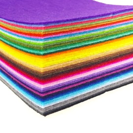 flic-flac 44PCS Assorted Color Felt Fabric Sheets Patchwork Sewing DIY Craft 1mm Thick (15 x 15 cm)