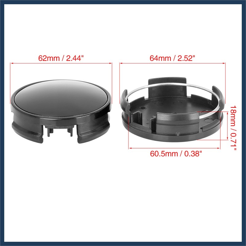 INFINAUTO 4 Pcs 62mm 4 Lugs Black Car Wheel Center