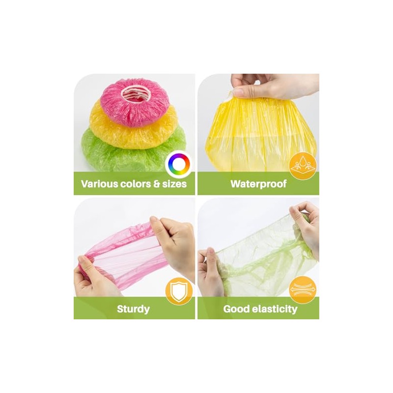 MAQIHAN 60 cubiertas de alimentos de plástico elásticas - Bolsas