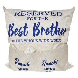 Brother Gifts from Sisters, One-Pocket Brother Throw Pillow Covers 18x18 Inch, Great Brother Gifts for Birthday Christmas Anniversary Fathers Day Thanksgiving
