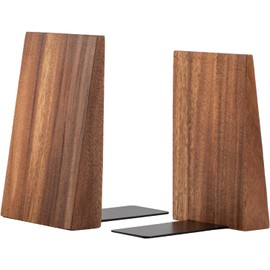 Moslyn Bookends Wooden Book Ends for Shelves for Heavy Books Creative Decorative Handmade Wood Book Accessories to Hold Books Firmly on Bookshelf