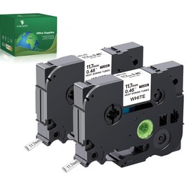 YUANQIMM Compatible Brother HSe-231 HSe231 Heat Shrink Tube Black on White HS-231 HS231 Tape for PTouch PT-E300 PT-P750W Printer, 0.46" x 4.92', 11.7mm x 1.5m, 2 Pack