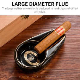 CIGARLOONG Cigar Ashtray Ceramics Single Slot Portable Travel Pocket Ashtray for Men,Dark Blue