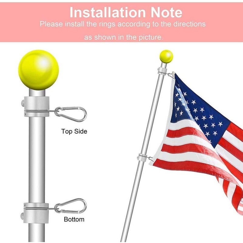 4 Pieces Flag Pole Rings,Aluminum Alloy Mounting Rings 360 Degree
