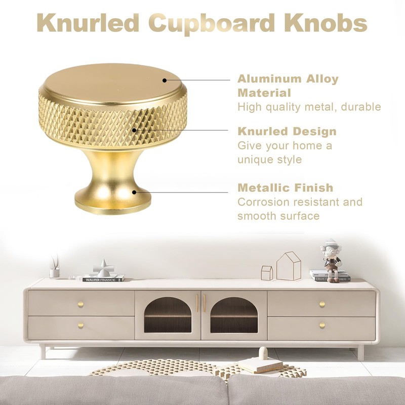 VEGCOO 12 Pack Gold Drawer Knobs, Single Hole Gold Cabinet