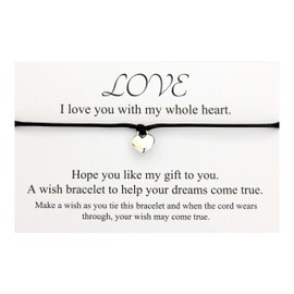 I Love You Gifts,Heart Wish String Bracelet,Valentines Day Gifts,Boyfriend Girlfriend Gifts,Gifts for Loved One(Grey)