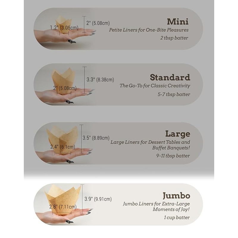 Bake Choice 100pcs Natural Jumbo Tulip Cupcake Liners for Baking,
