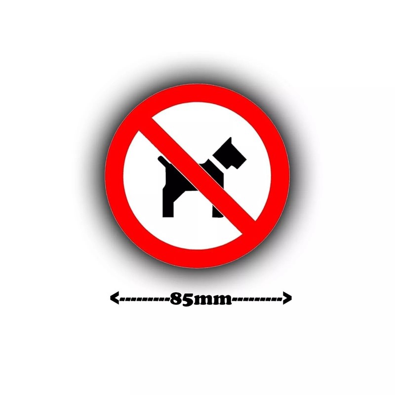 4 Pack No Dogs Allowed Round Sticker Signs - 85mm