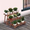 Ufine Freestanding 3 Tier Ladder Shelf Wood Plant Stand Indoor