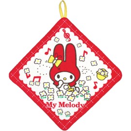 Marushin 3075014800 Sanrio My Melody Towel with Loop, 13.0 x 13.0 inches (33 x 33 cm), Flower Picking, Name, Girls, Loop Towel, Kindergarten, Nursery School