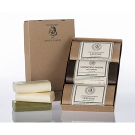 "2+1" Christmas Set - 2 Handmade Luxury Soaps Savon de Marseille (Lavender + Verveine) and 1 Firm Luxury Shampoo from Provence