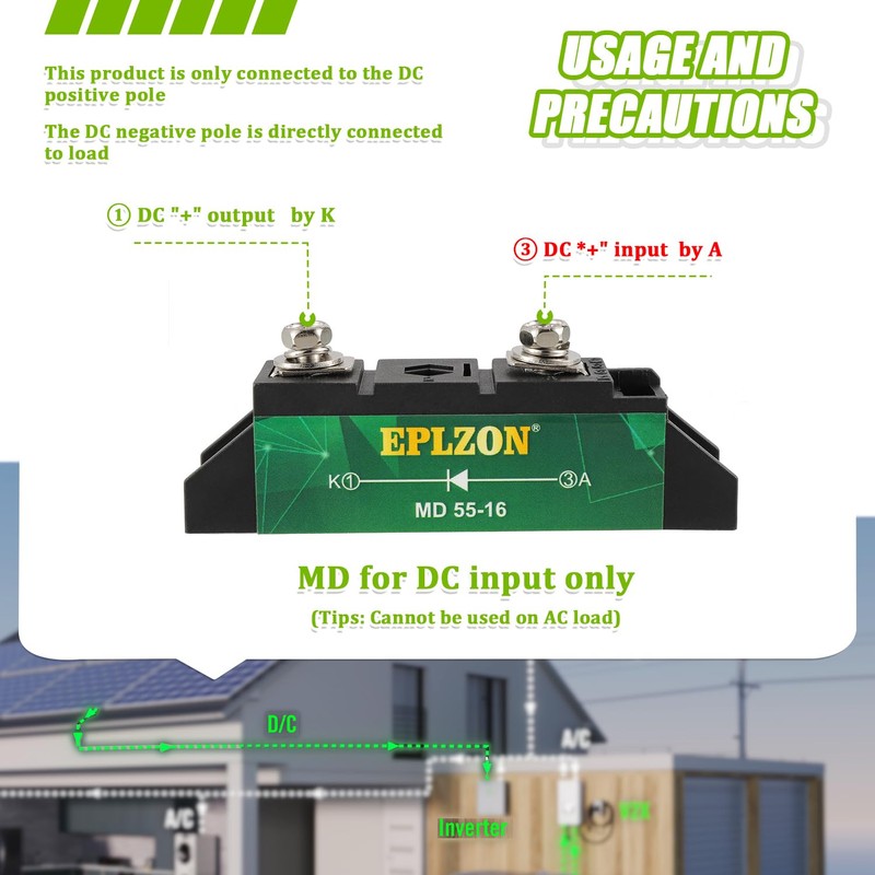 EPLZON MD55A(50A) Solar Diode Blocking Diode One Way Diode Reverse