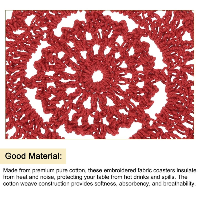 sourcing map Crochet Doilies, 4Pcs 4" Cotton Woven Fabric Coasters,