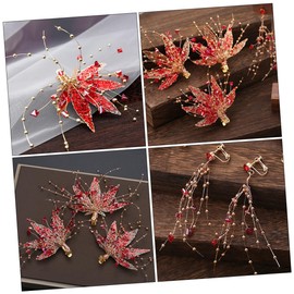 Beavorty 1set Creative Headdress Elegant Hairpin and Earring Accessory for Women Leaf Design Chic Embellishments for Festivals and Daily Wear