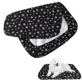 Moonsea Waterproof Dog Bed Covers Replacement Washable Pet Hair Easy to Remove, Noiseless Quilted Puppy Pet Bed Cover Lovely Black Star Print 32x44 Inches, for Dog/Cat, Cover Only