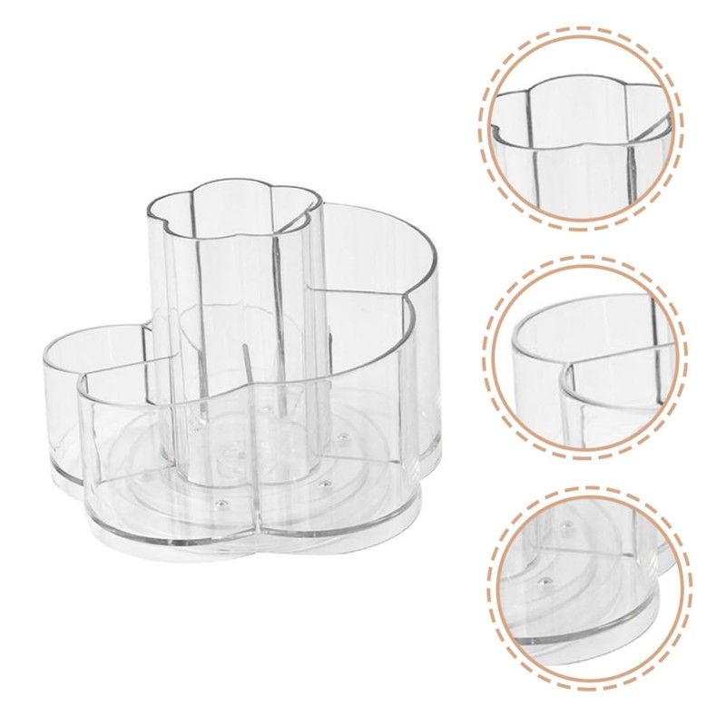 WOONEKY Makeup Brush Holder Rotatable Vanity Organizer with Compartments Compact