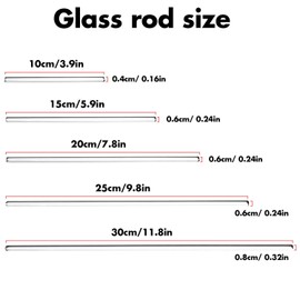 Rngeo Glass Stirring Rod - 12" 10" 8" 6" 4" Long, 5 MM Diameter - 5 Pack